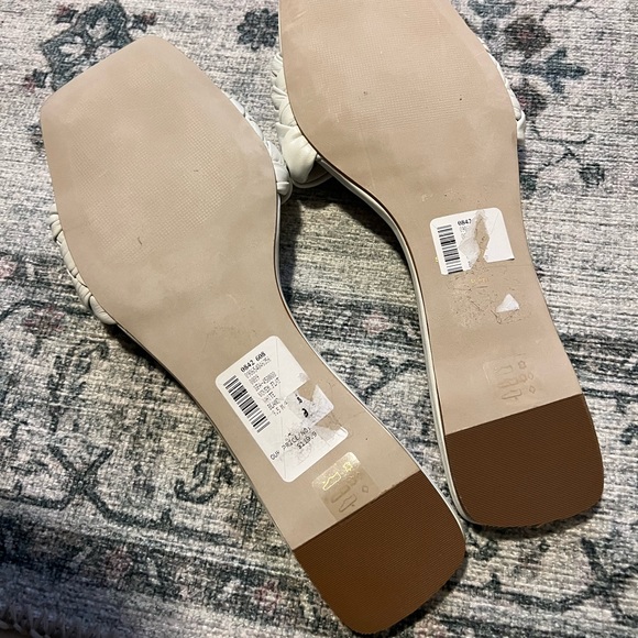 White Leather Square Toe Flats - Picture 4 of 4